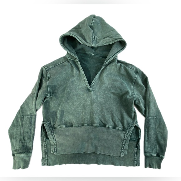 We The Free  Free People Washed Teal Hoodie Large EUC - Picture 5 of 10